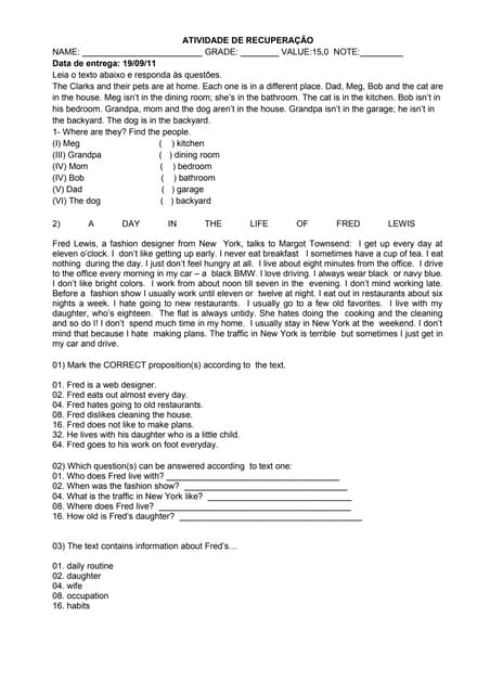 Atividade de recuperação