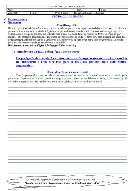 Atividade de redaçao