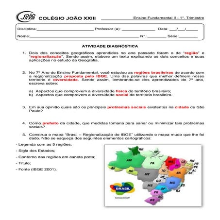 Atividade diagnóstica 8º