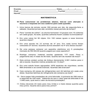 Situações-Problema - Matemática