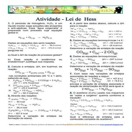 Atividade lei de hess | PDF