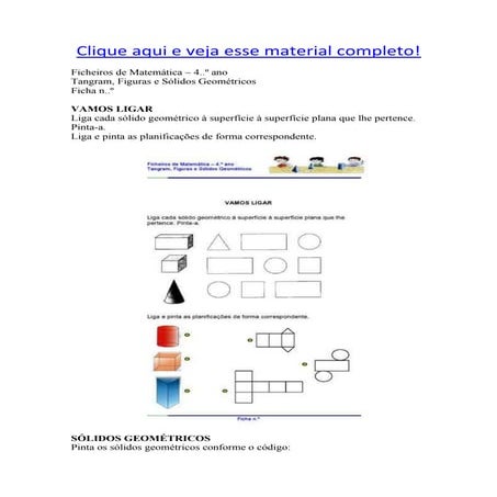 Atividades com sólidos geométricos 4º ano