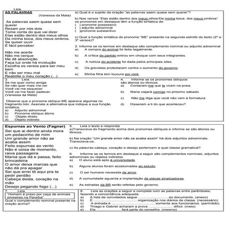 Atividades de portugues