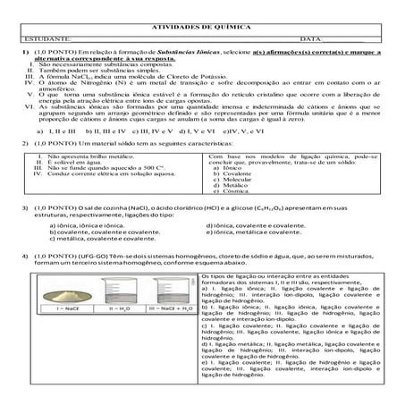 Atividades de Química