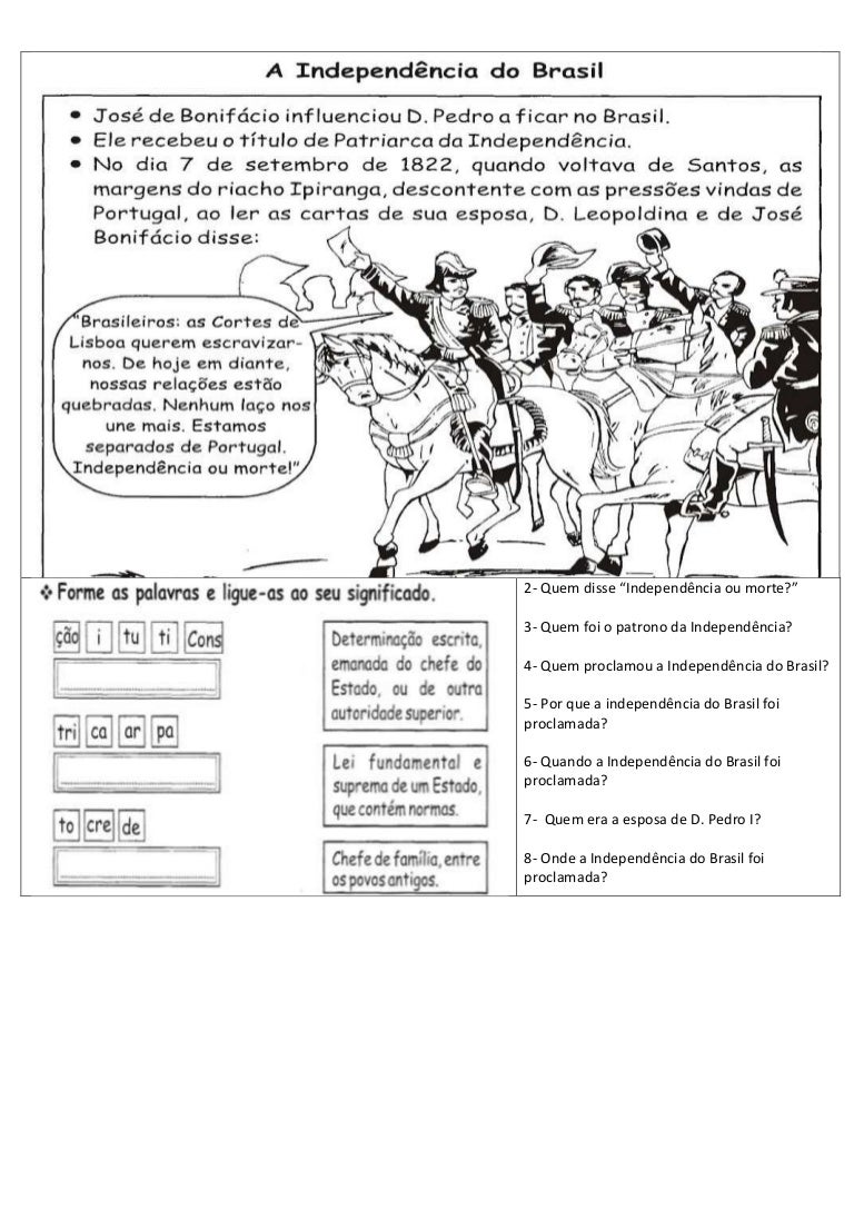 Atividades independencia do brasil