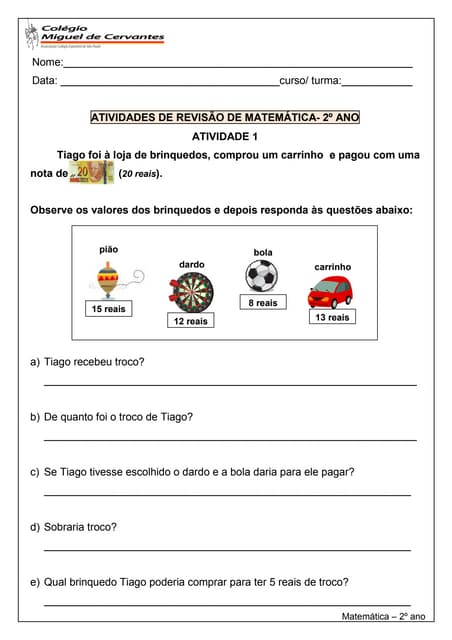 Atividades mat 2º ano b