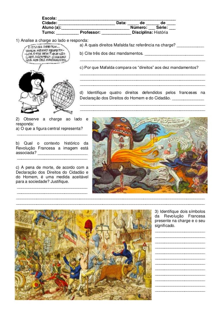 Exercicios De Historia Revolução Francesa 8o Ano