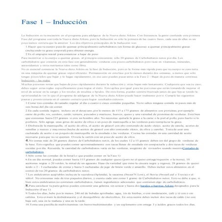 Inducción Dieta Atkins . Fase 1