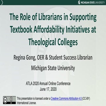 The Role of Librarians in Supporting Textbook Affordability Initiatives at Th...