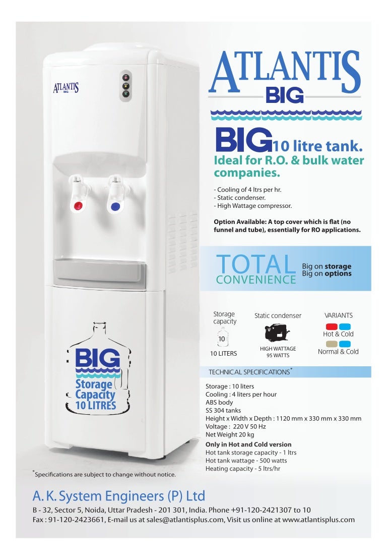 atlantis hot and cold water dispenser