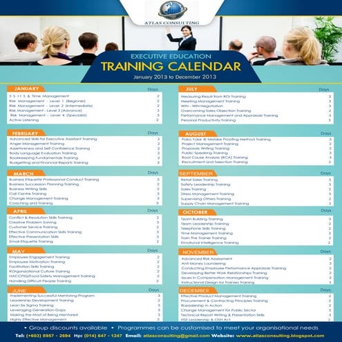 Atlas Training Calendar 2013