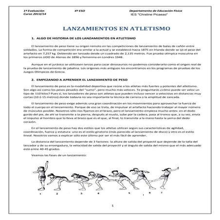 Atletismo lanzamiento