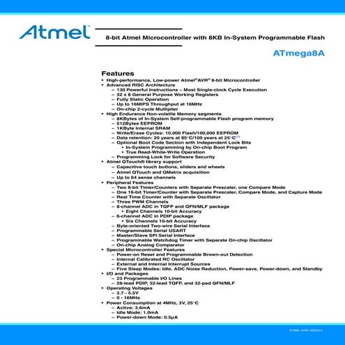 Atmel 8159-8-bit-avr-microcontroller-a tmega8-a_datasheet