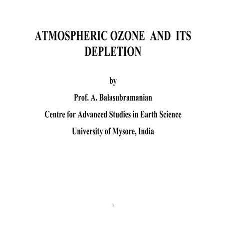 Atmospheric ozone  and its depletion