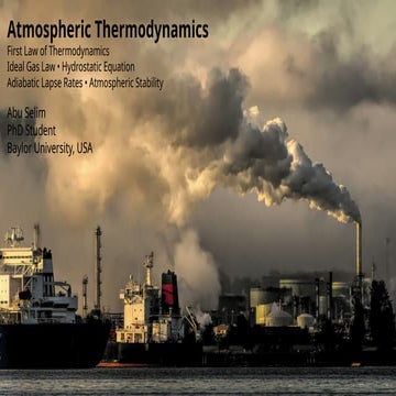 Atmospheric Thermodynamics First Law of Thermodynamics Ideal Gas Law ...