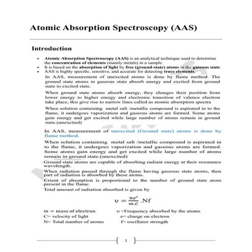 Atomic Absorption Spectroscopy for B.Sc. Biotechnology