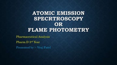 Atomic emission specrtroscopy for subject Parmaceutical Analysis
