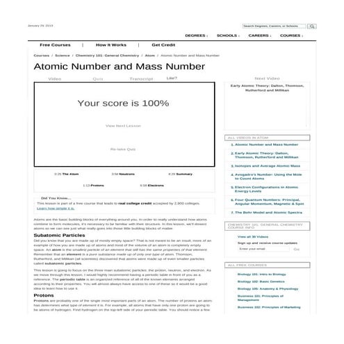 Atomic number and mass number