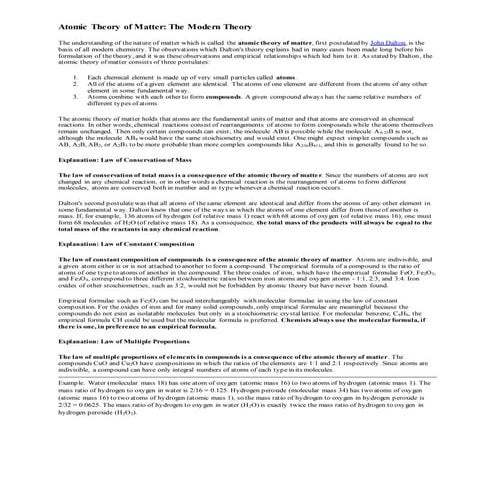 Atomic theory of matter