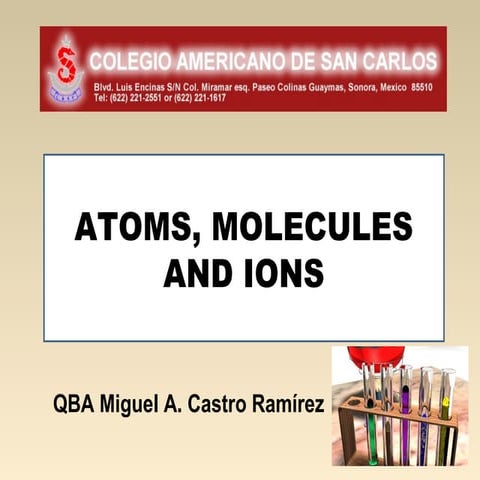 ATOMS, MOLECULES AND IONS