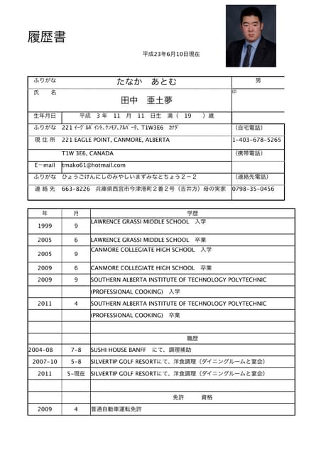 atomu tanaka japanese resume
