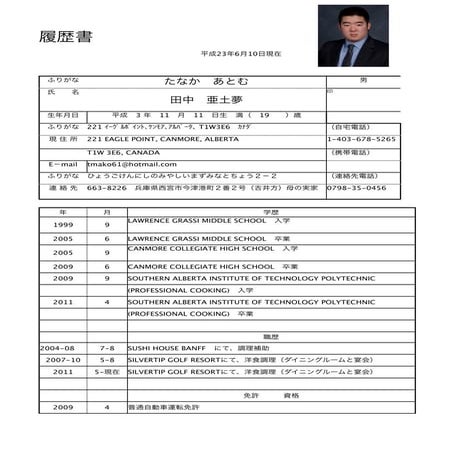 Atomu tanaka japanese resume