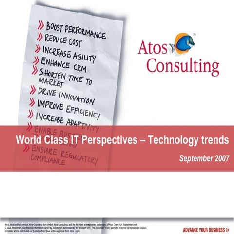Atos Consulting World Class IT Perspectives Technology Trends