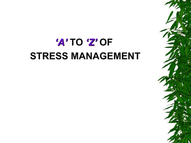 A to z of stress management