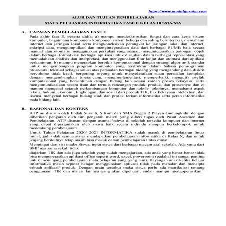 ATP Kelas 10 Informatika Fase E Kurikulum Merdeka