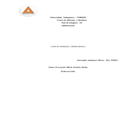 Atps pesquisa operacional