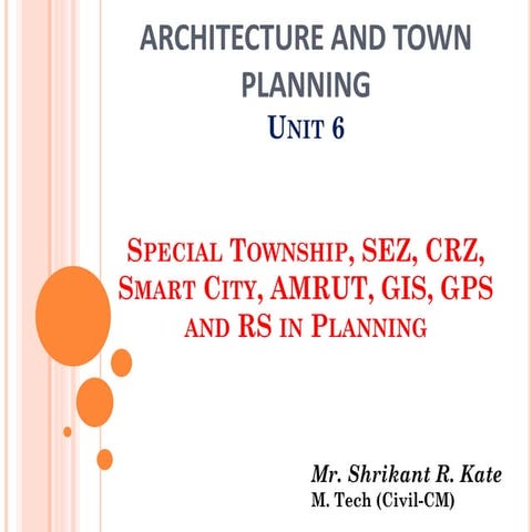 Architecture and Town Planning _Unit 6_SPPU_Spacial Township, SEZ, CRZ, Smart...