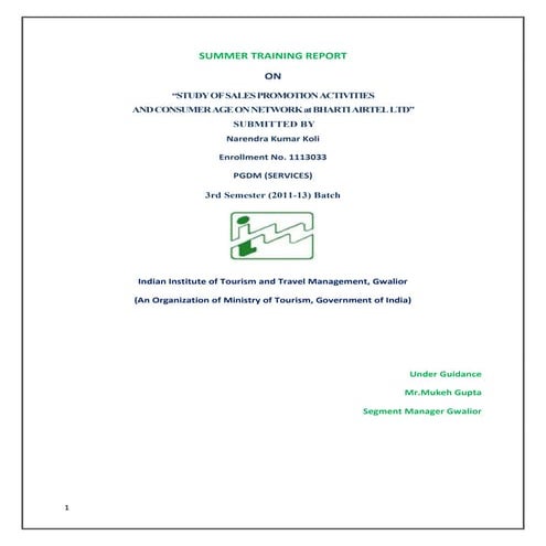 A training project report on airtel