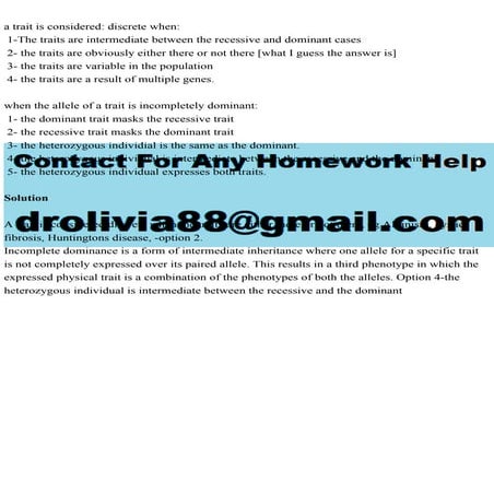 a trait is considered discrete when 1-The traits are intermediat.pdf