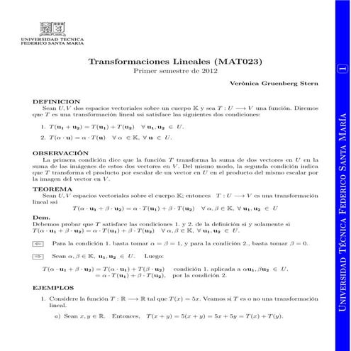 Apuntes transformaciones lineales - UTFSM