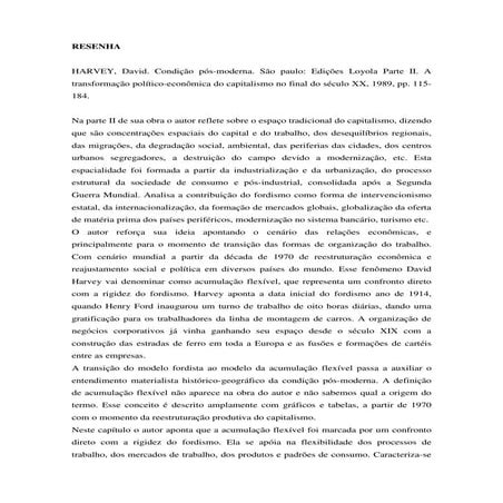 A transformação político econômica do capitalismo no final do século xx
