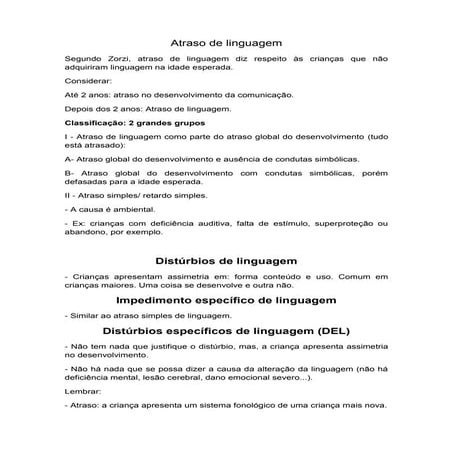 Atraso de linguagem | DOCX