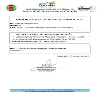 ATRIBUIÇÃO EM SUBSTITUIÇÃO 