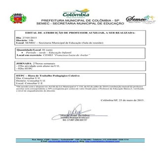 Atribuição professor auxiliar