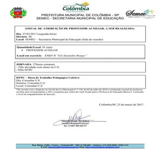 ATRIBUIÇÃO PROFESSOR AUXILIAR