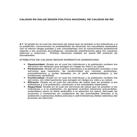 Dimensiones de la calidad en salud. | PDF