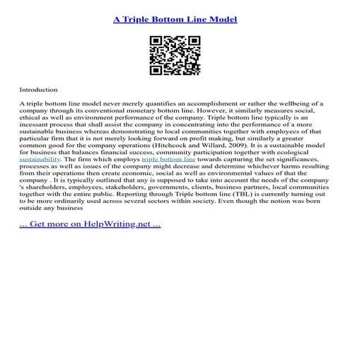 A Triple Bottom Line Model