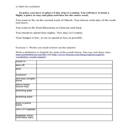 A trip to london webquest