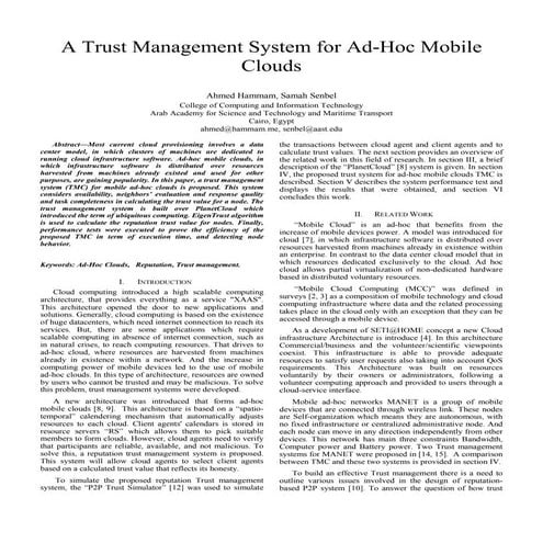 A trust management system for ad hoc mobile