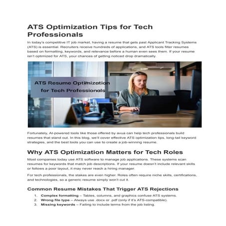 ATS Optimization Tips for Tech Professionals | PDF