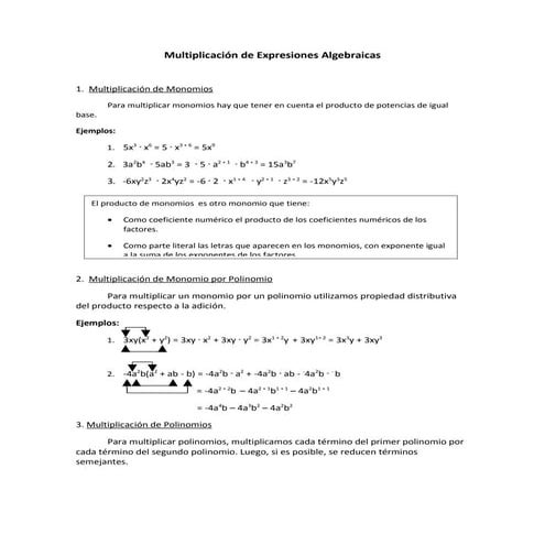 MULTIPLICACIÓN DE EXPRESIONES ALGEBRAICAS | PPT