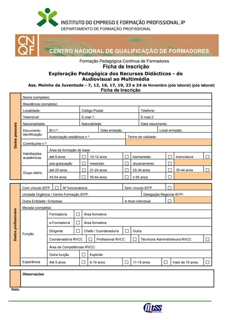 Inscriçao Moinho da Juventude