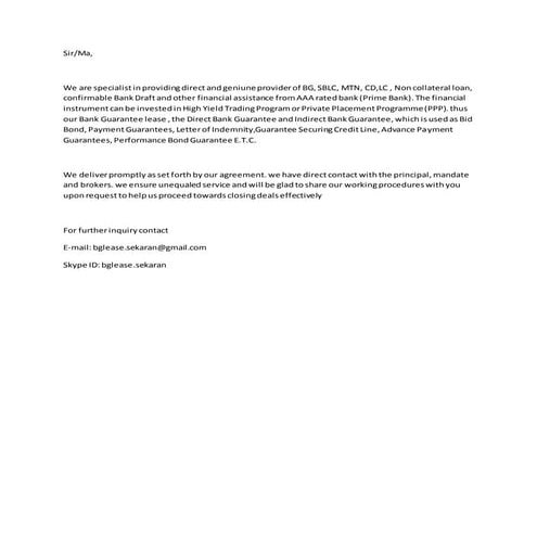 WE OFFER FRESH CUT BANK INSTRUMENT FOR LEASE