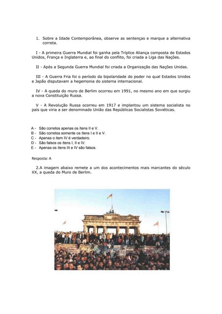 Exercícios - Guerra Fria