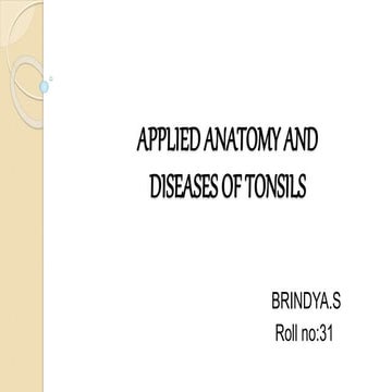 applied anatomy and diseases of tonsil