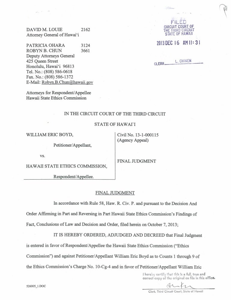 Final Circuit Court Judgment in Boyd Case